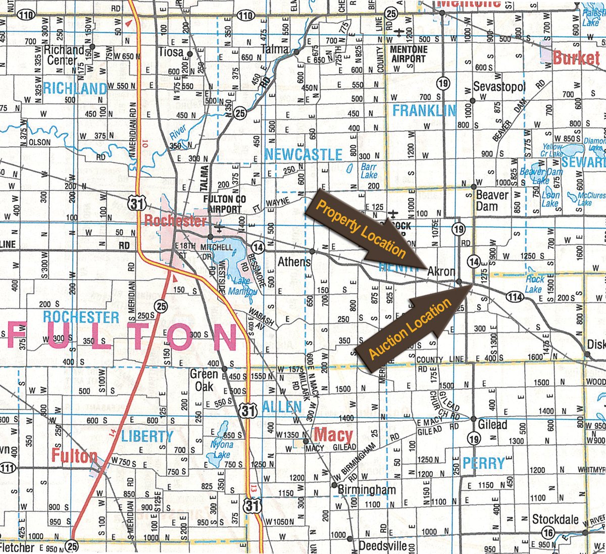Area map - 133+/- Acres Offered in 4 Tracts - Farmland, Hunting & Recreation or Future Building Sites
